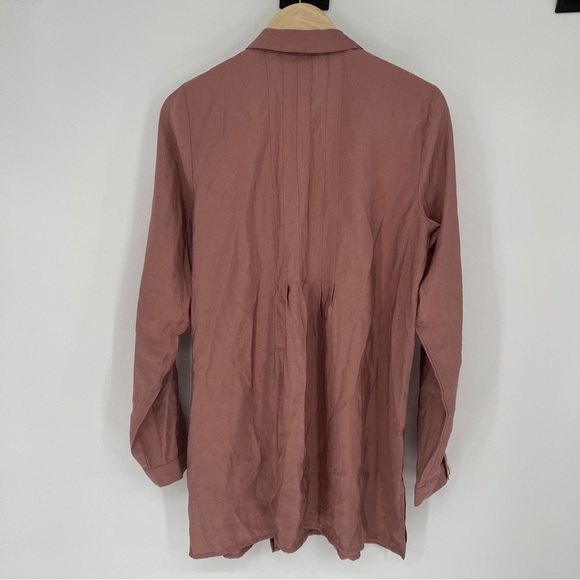 J. Jill Women's Pink Modal Blend Button-Up Puckered Long Sleeve Blouse Top - Picture 5 of 12